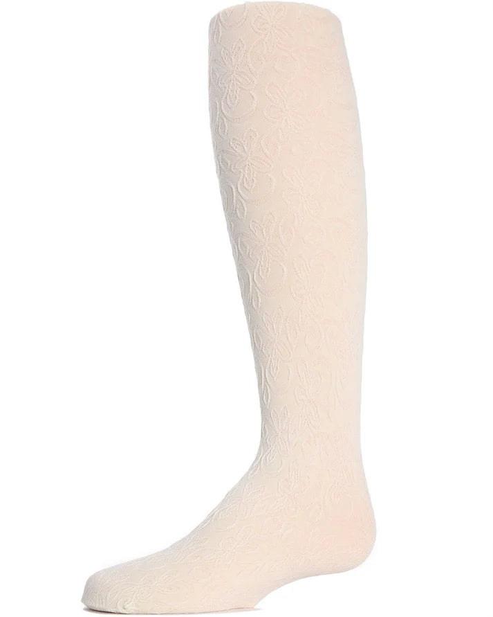 Memoi Swirled Floral Girls Opaque Tights - Mk-721