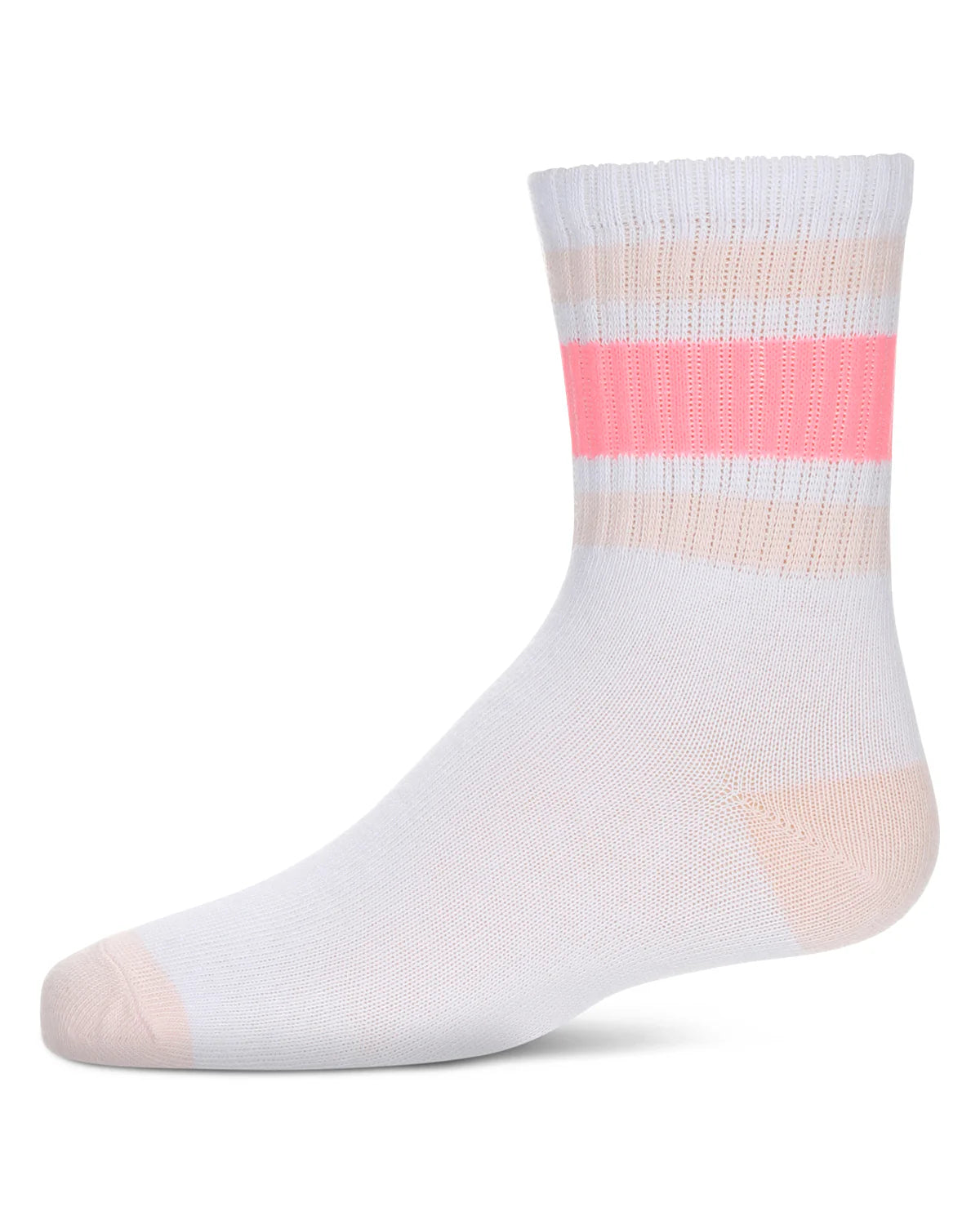 Memoi Girls Neon Stripe Crew Socks - Mkf-6057