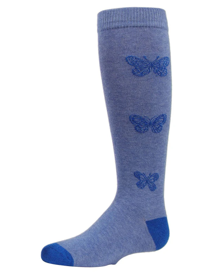 Memoi Girls Glitter Butterfly Cotton Knee High Socks - Mkf-7040