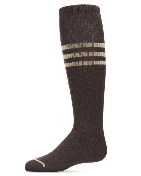Memoi Thin Ribbed Sport Stripe Cotton Blend Knee High Socks - Mkf-7073