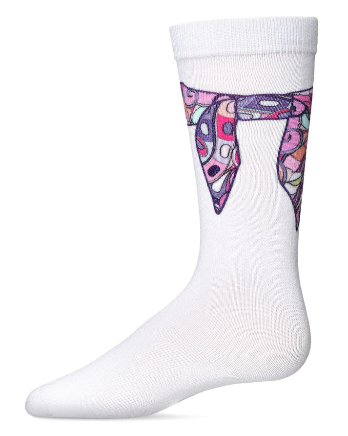Memoi Girls Silk Tie Knot Cotton Blend Knee High Sock - Mkf-7129
