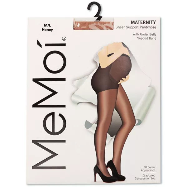 Memoi Womens Maternity Satin Sheer Pantyhose with Extra Large Panel - Ma-409