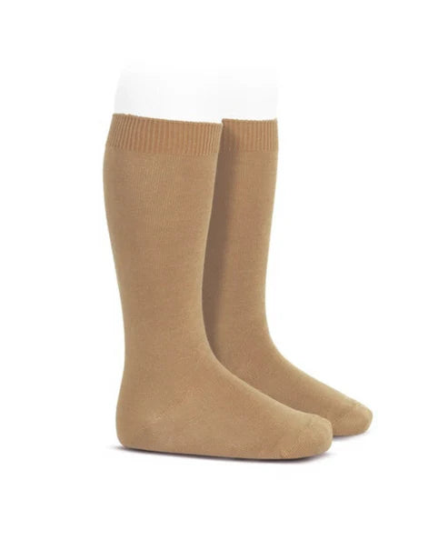 Condor Flat Cotton Knee Socks 326 Camel - 2019/2