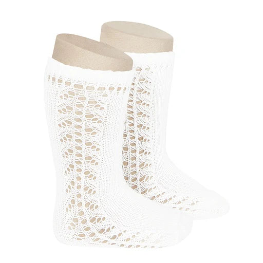 Side Crochet Knee Socks – Elegant Crochet Detailing & Comfortable Fit