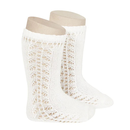 Side Crochet Knee Socks – Elegant Crochet Detailing & Comfortable Fit