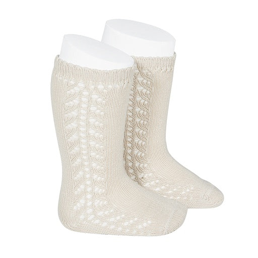 Side Crochet Knee Socks – Elegant Crochet Detailing & Comfortable Fit