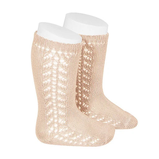 Side Crochet Knee Socks – Elegant Crochet Detailing & Comfortable Fit