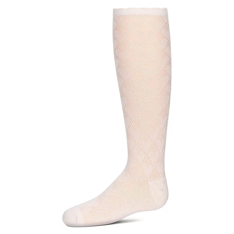 Memoi Girls Open Work Heart Knee High Socks - Mkf-7166