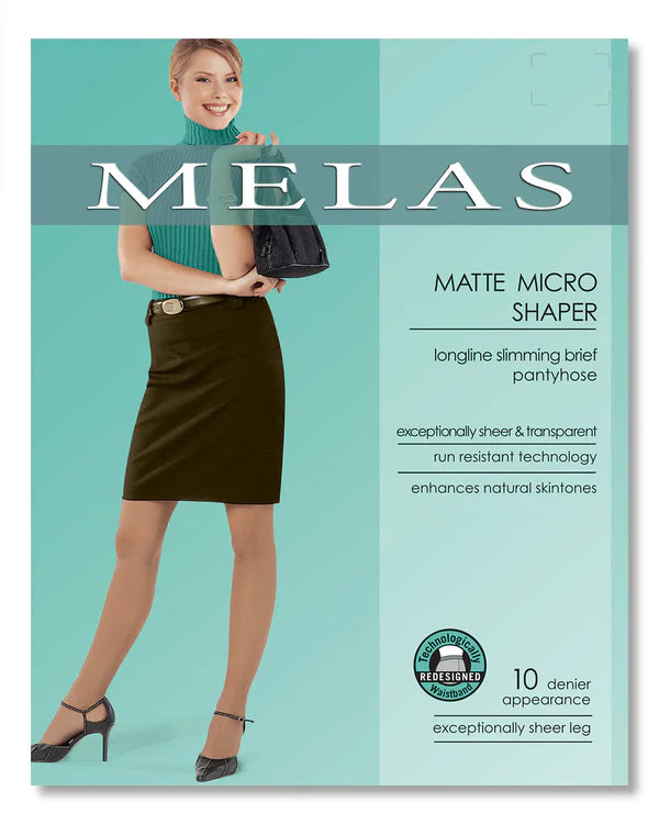 Melas Womens Matte Micro Super Sheer 10 Denier Control Shaper - As-619