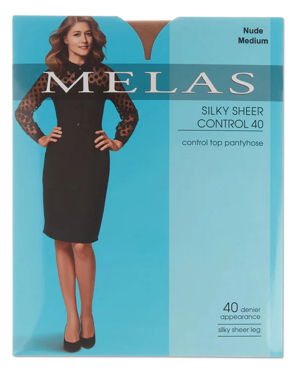 Melas Womens Silky Sheer Control 40 Pantyhose - As-632