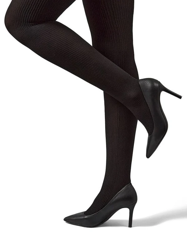 Women’s Twin Rib Opaque Nylon Control Top Tights – Shaping Comfort & Smooth Fit