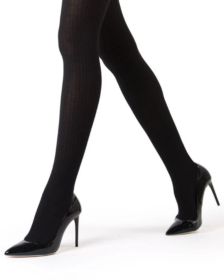 Memoi Boston Ribbed Cotton Blend Sweater Tights - MO-327