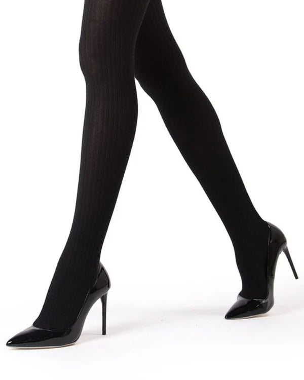 Memoi Boston Ribbed Cotton Blend Sweater Tights - Mo-327