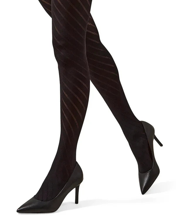 Memoi Spiral Opaque Control Top Tights - Mo-320