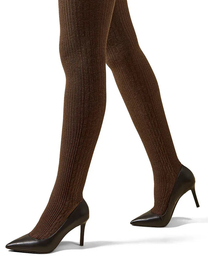 Memoi Portland Side Cable Knit Sweater Tights - Mo-360
