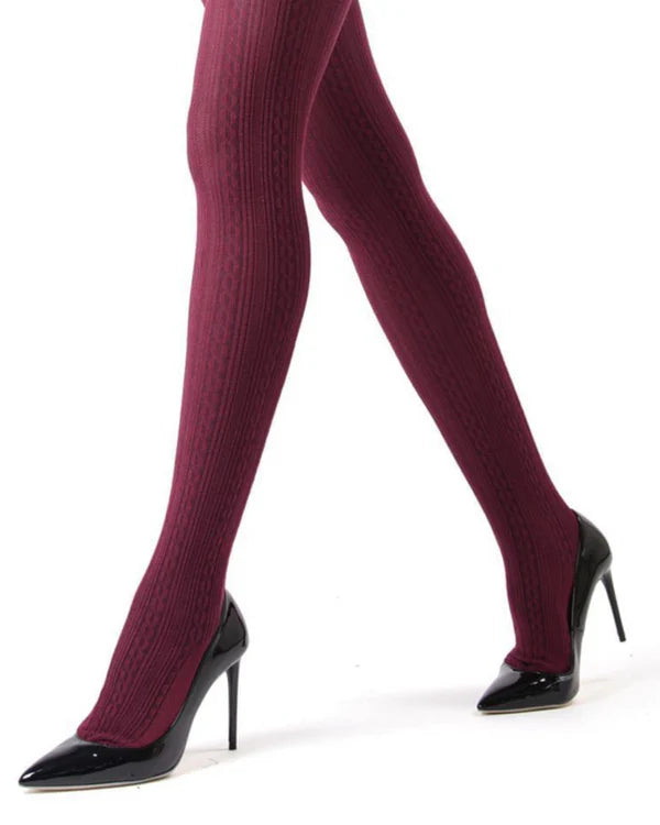 Memoi Toronto Cable Sweater Cotton Blend Tights - Mo-361