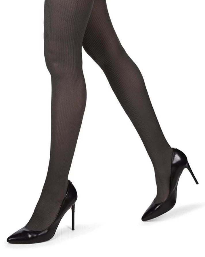 Memoi Womens Twin Rib Opaque Nylon Control Top Tights - Mo-124