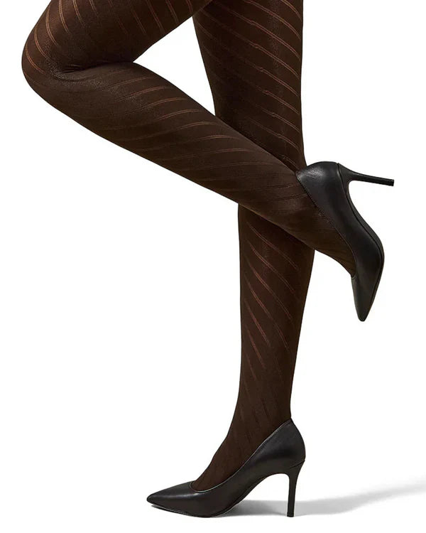 Memoi Spiral Opaque Control Top Tights - Mo-320