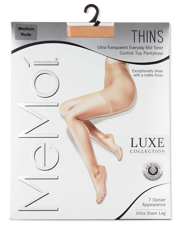 Memoi Womens Thins Ultra Transparent Everyday Mid Toner Control Top LUXE Pantyhose - Lux410