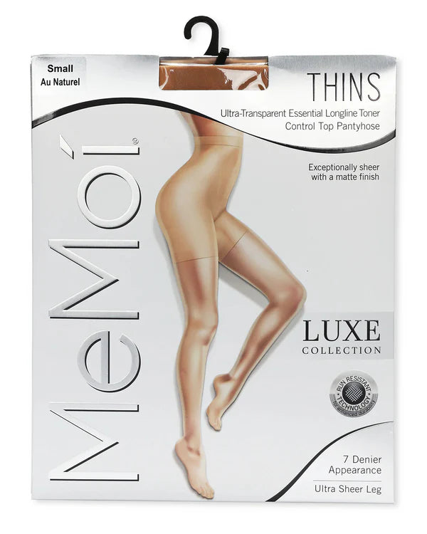 Memoi Womens Thins Ultra Transparent Essential Longline Toner Control Top LUXE Pantyhose - Lux415