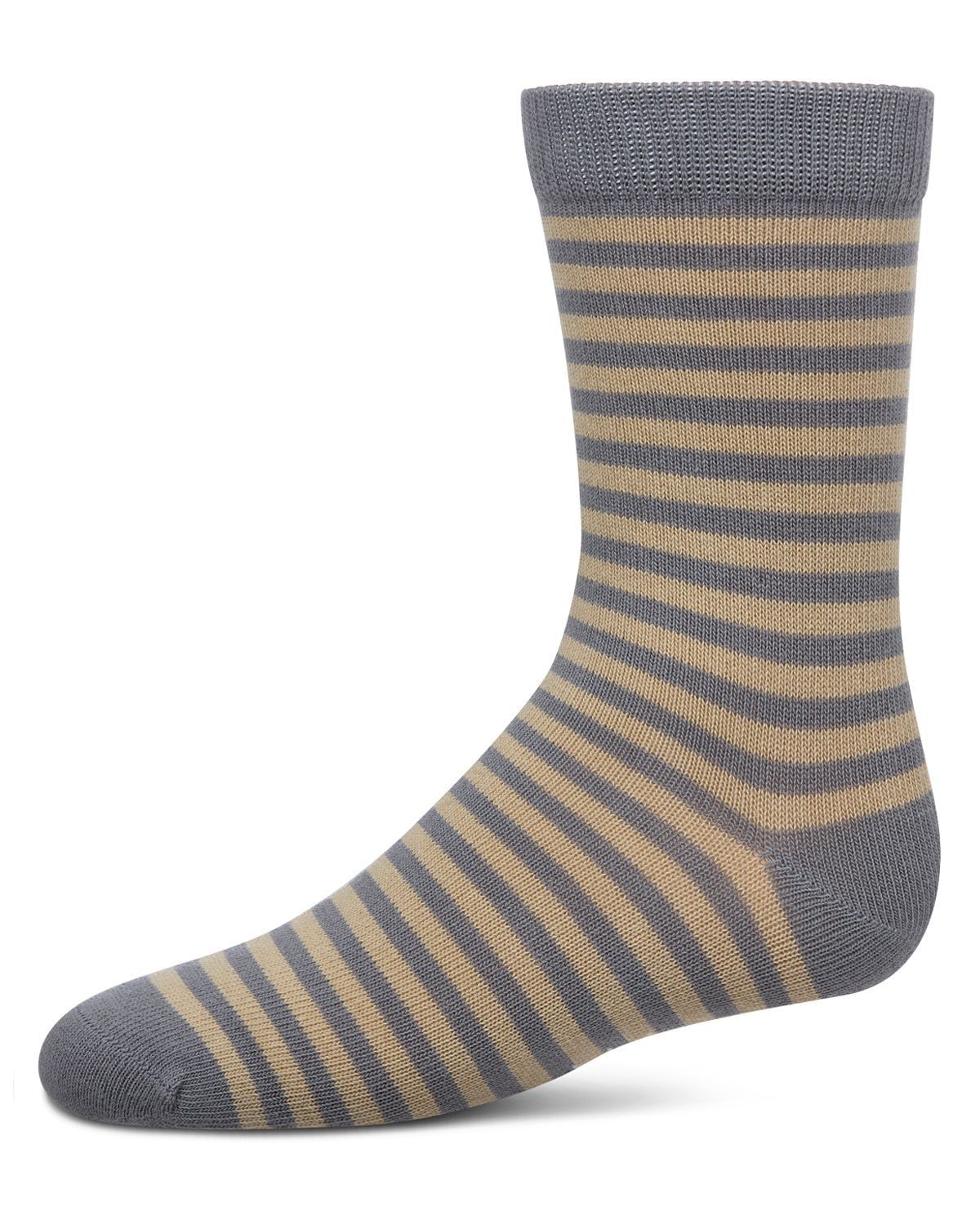Memoi Thin Stripe Cotton Blend Boys Crew Sock - Mk-155