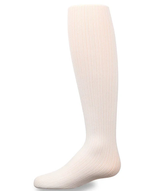 Memoi Girls Railroad Pointelle Nylon Tights - Mk-292