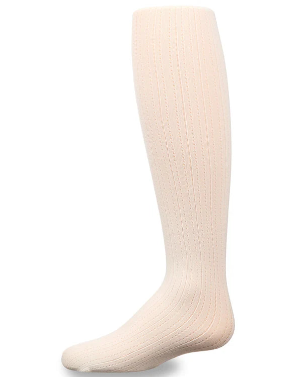 Memoi Girls Railroad Pointelle Nylon Tights - Mk-292