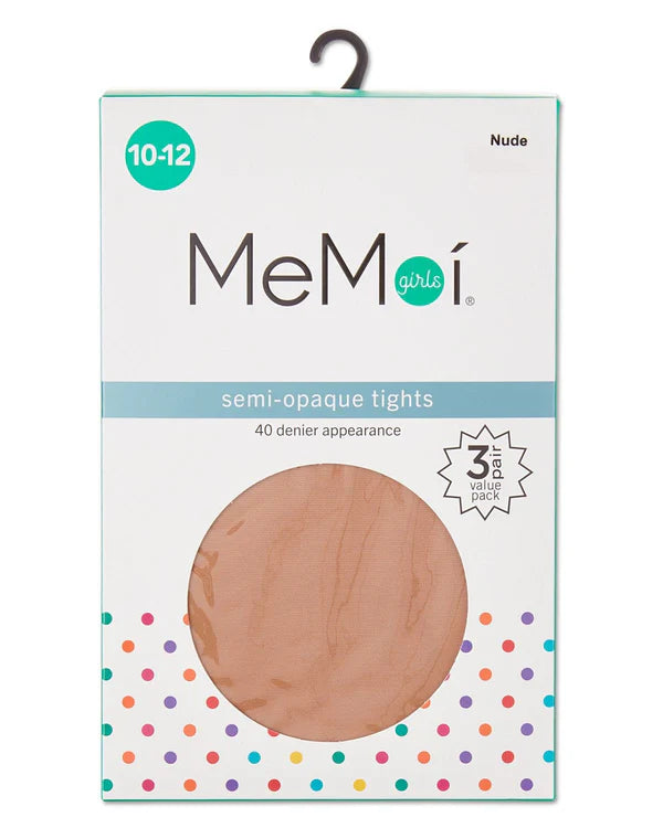 Memoi Girls 3 Pair Pack Semi-Opaque Tights - Mk-3053