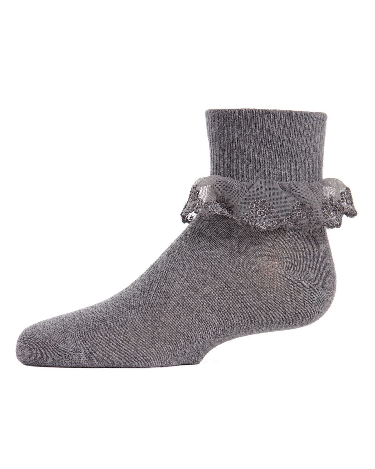 Memoi Classic Lace Girls Ruffle Anklet Socks - Mk-5061