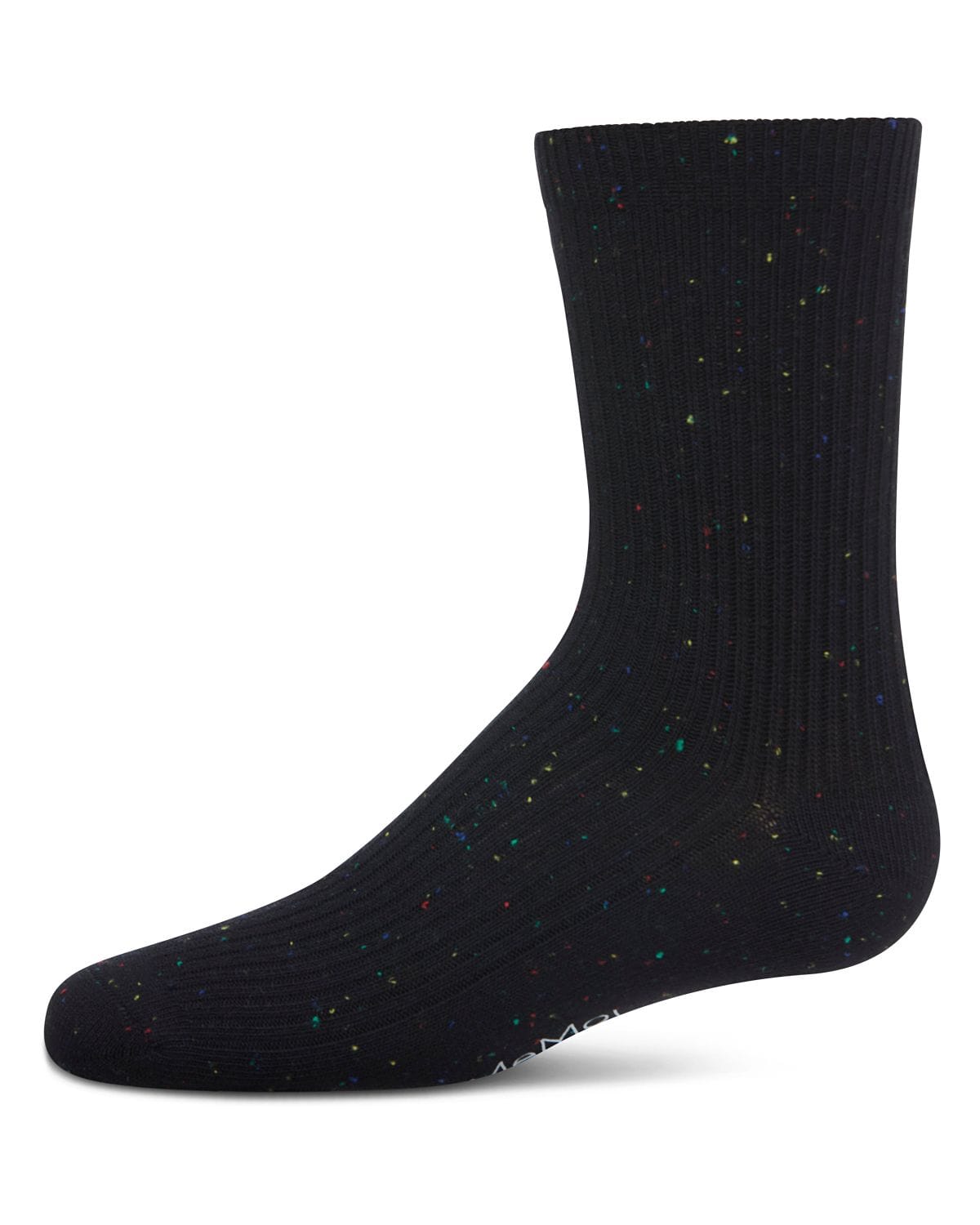 Memoi Thin Ribbed Cotton Blend Speckled Crew Sock - Mk-5205