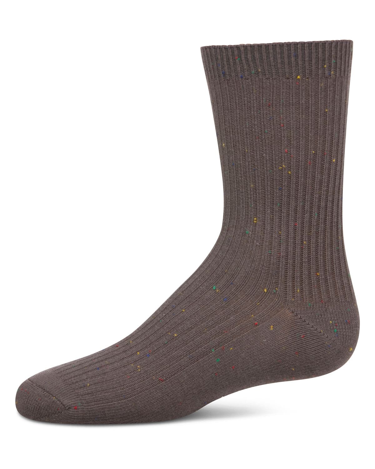 Memoi Thin Ribbed Cotton Blend Speckled Crew Sock - Mk-5205