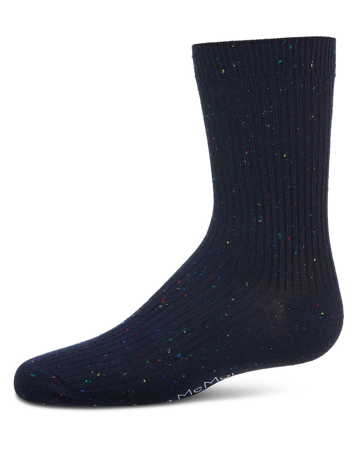Memoi Thin Ribbed Cotton Blend Speckled Crew Sock - Mk-5205