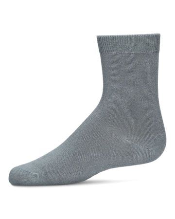 Memoi Toddlers and Kids Basic Soft Rayon from Bamboo Crew Socks Silver Lurex - Mk-6166