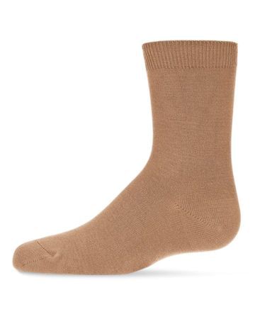 Memoi Toddlers and Kids Basic Soft Rayon from Bamboo Crew Socks Camel - Mk-6166