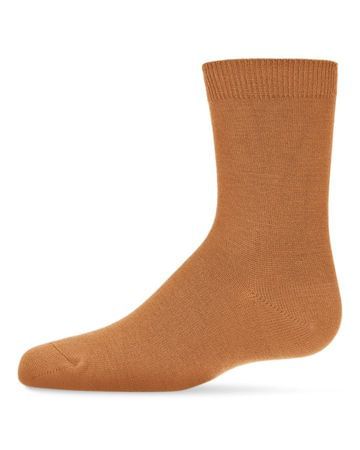Memoi Toddlers and Kids Basic Soft Rayon from Bamboo Crew Socks Camel - Mk-6166