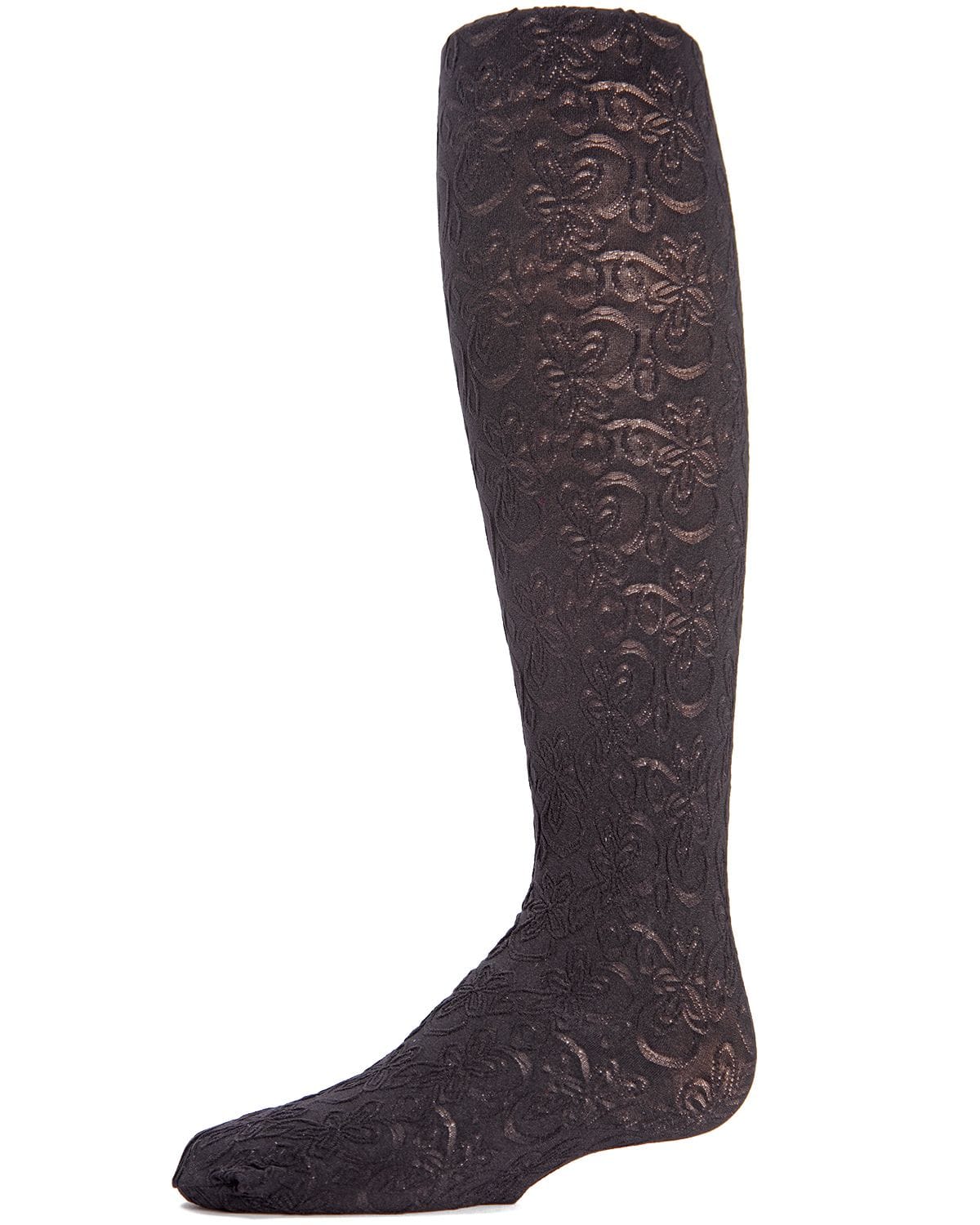 Memoi Swirled Floral Girls Opaque Tights - Mk-721