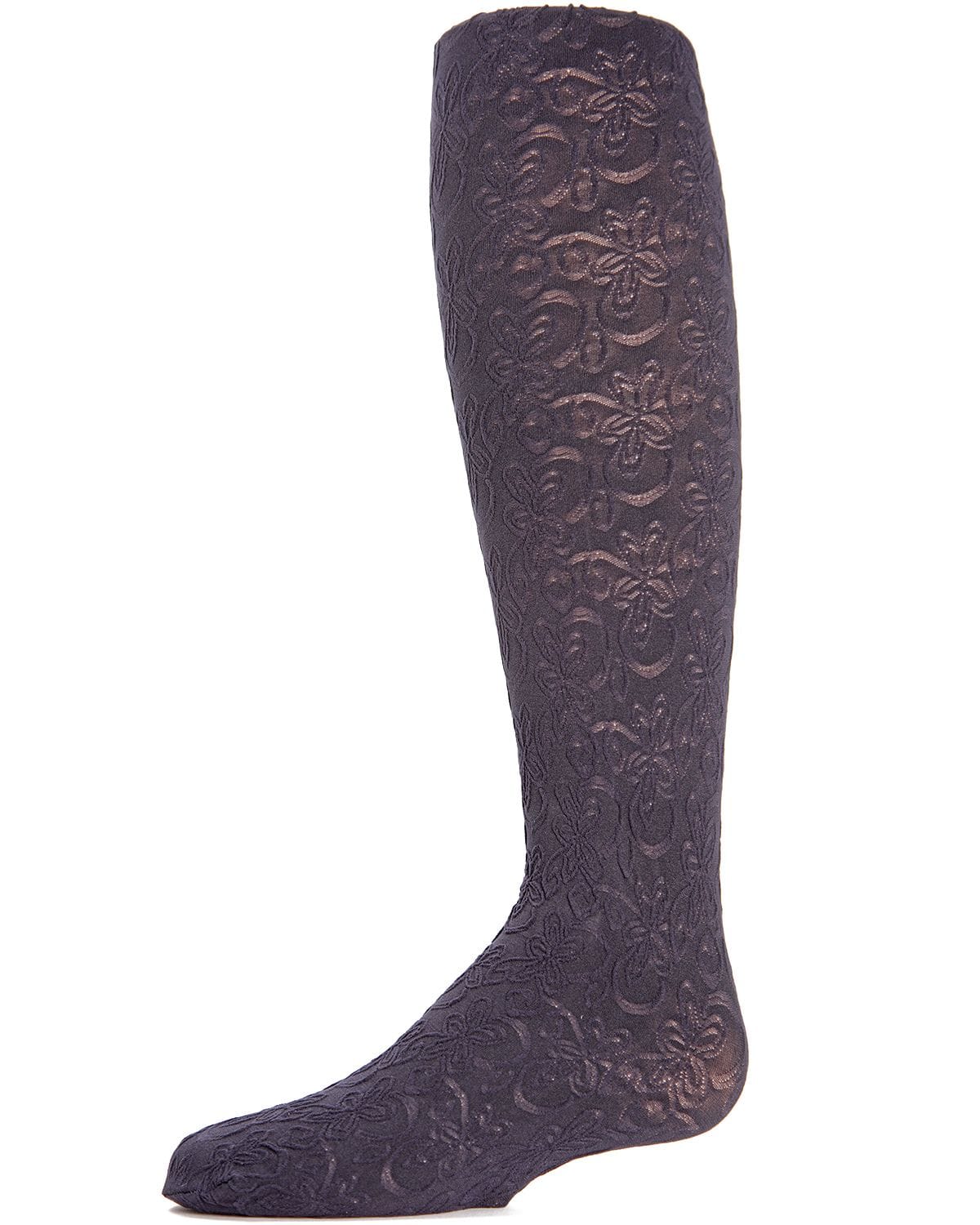 Memoi Swirled Floral Girls Opaque Tights - Mk-721