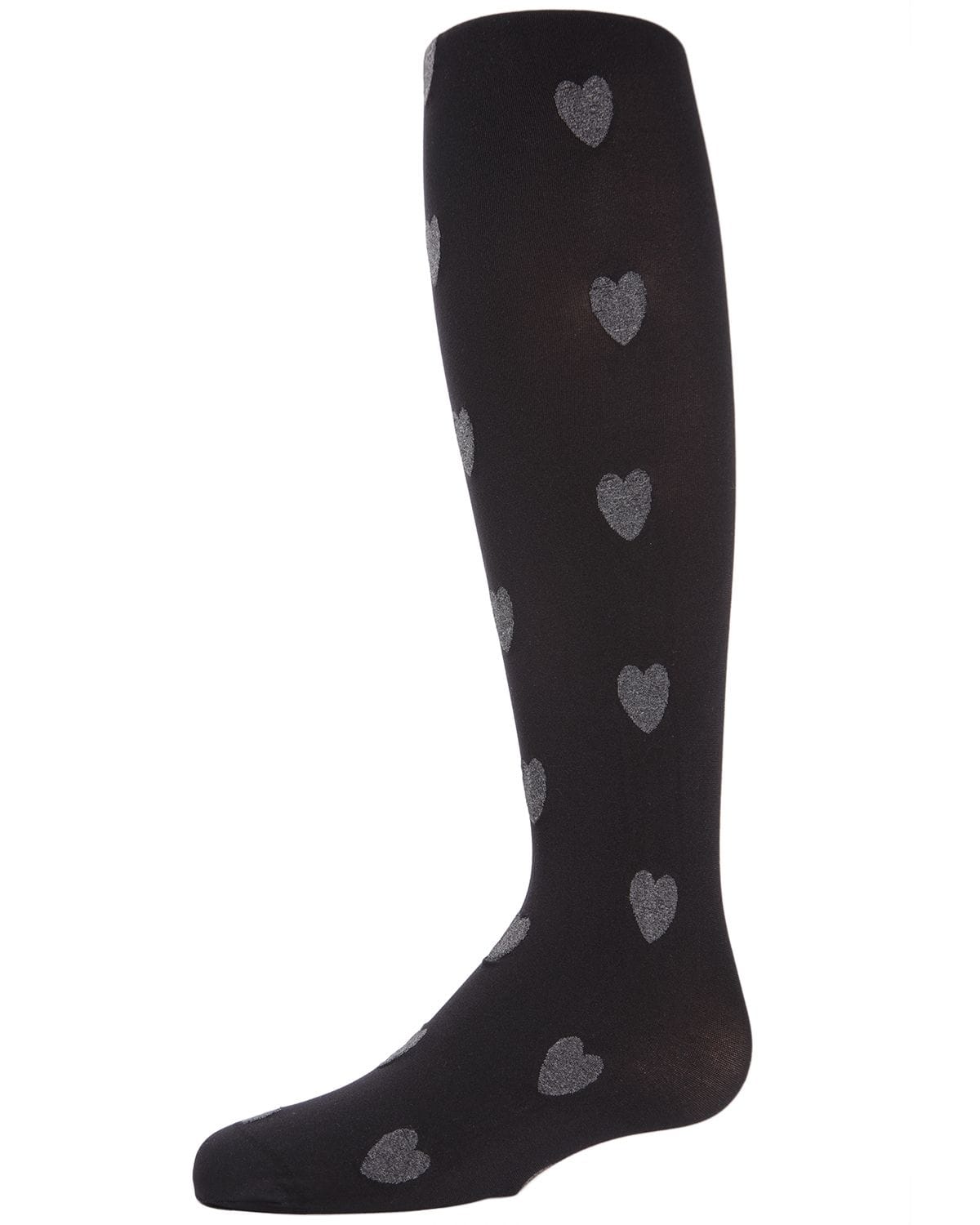 Memoi Girls Heathered Heart Opaque Nylon Tights - Mk-740