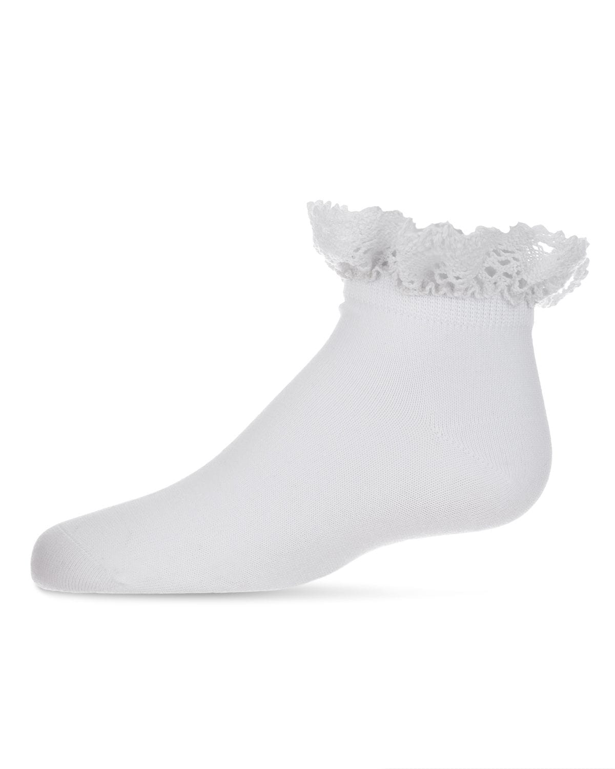 Memoi Girls Lace Top Mercerized Cotton Blend Ankle Sock - Mkf-1000