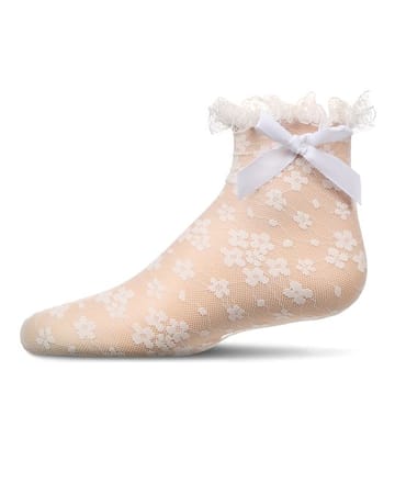 Memoi Floral Lace Bow Anklet - MKF-1012