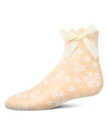 Memoi Floral Lace Bow Anklet - MKF-1012