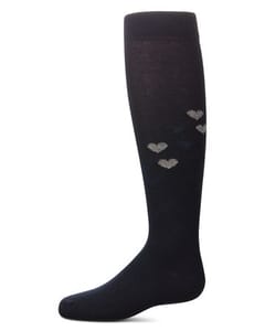 Memoi Girls Lurex Hearts Knee High Socks - Mkf-11573