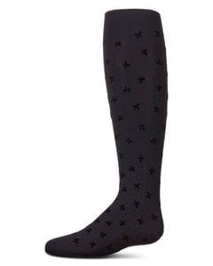 Memoi Girls Mini Bow Flocked Opaque Tights - Mkf-11641