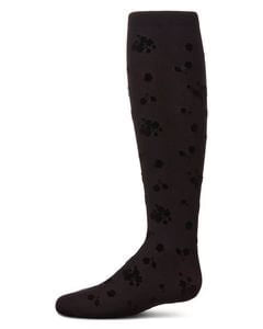 Memoi Girls Opaque Floral Flocked Tights - Mkf-11642