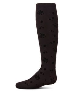 Memoi Girls Opaque Floral Flocked Tights - Mkf-11642