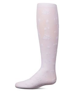 Memoi Girls Opaque Floral Flocked Tights - Mkf-11642