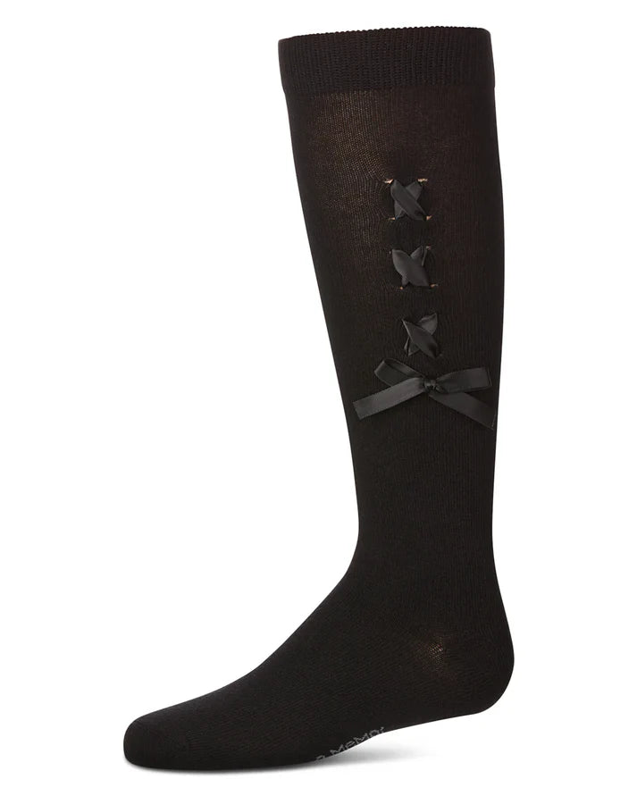 Memoi Girls Weaved Velvet Bow Knee High Socks - Mkf-11994