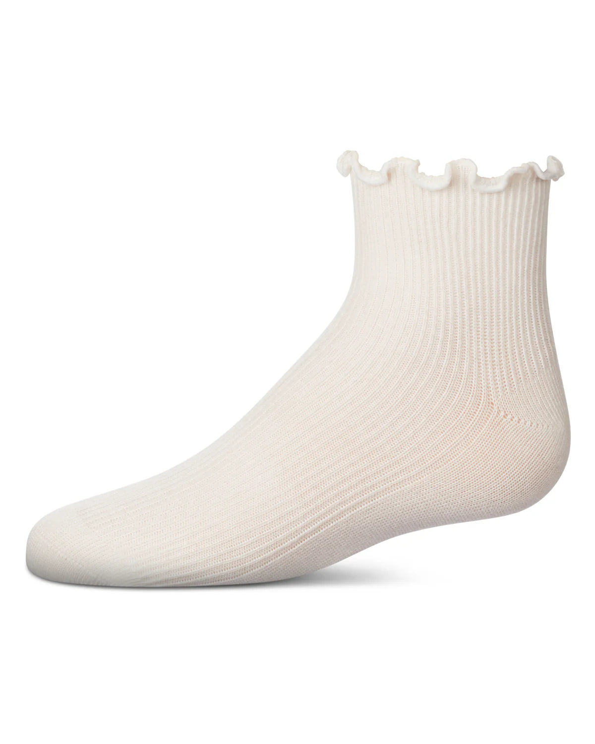 Memoi Girls Ruffled Top Thin Ribbed Anklet Socks - Mkf-11995