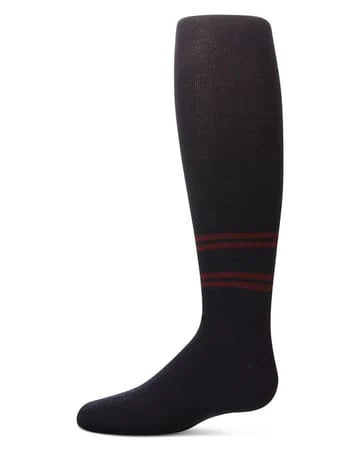 Memoi Girls Double Varsity Stripe Cotton Tights - Mkf-12202