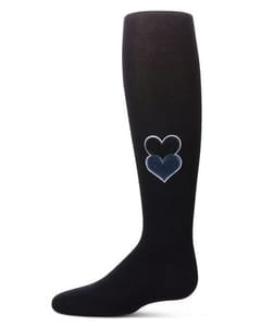 Memoi Girls Double Patch Heart Cotton Tights - Mkf-12203